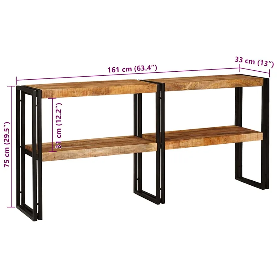 Table console Marron 160 x 33 x 75 cm Bois de mangue massif - 11