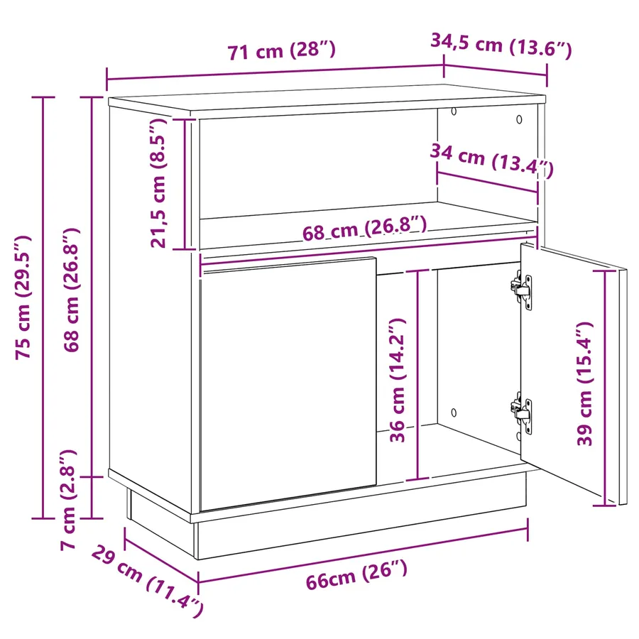 Buffet LED Blanc 71 x 34,5 x 75 cm Bois d'ingénierie - 17