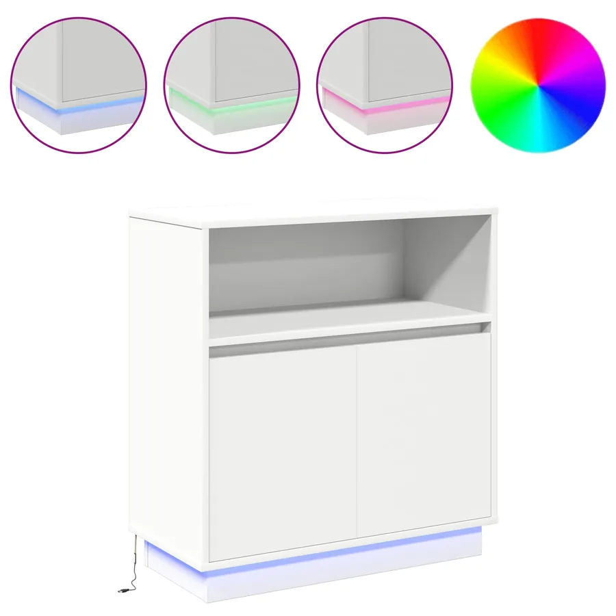 Buffet LED Blanc 71 x 34,5 x 75 cm Bois d'ingénierie - 4