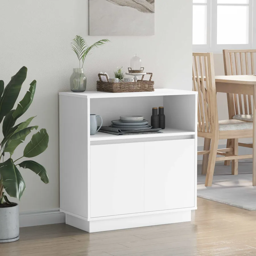 Buffet LED Blanc 71 x 34,5 x 75 cm Bois d'ingénierie - 5