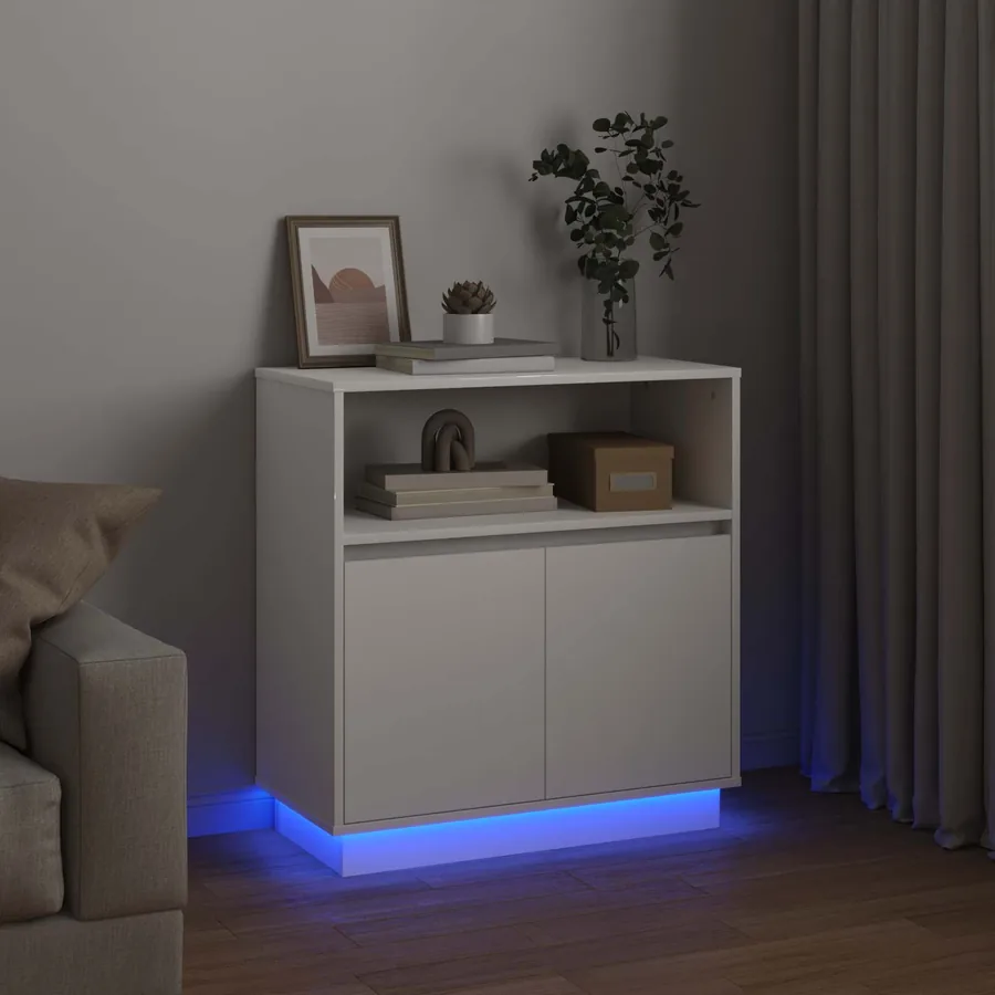 Buffet LED Blanc 71 x 34,5 x 75 cm Bois d'ingénierie - 6
