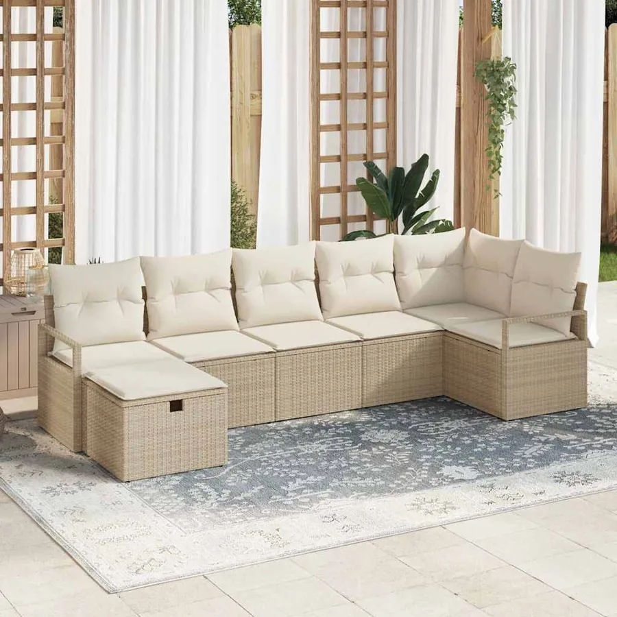 Ensemble de Canapés avec coussin 5 pcs polyrotin