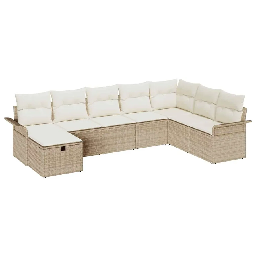 Ensemble de canapé de jardin 8 pcs Beige Poly rotin - 2
