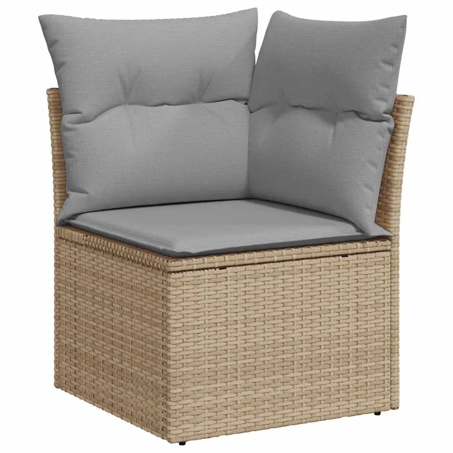 Ensemble de canapé de jardin avec coussin 7 pcs Beige polyrotin - 5