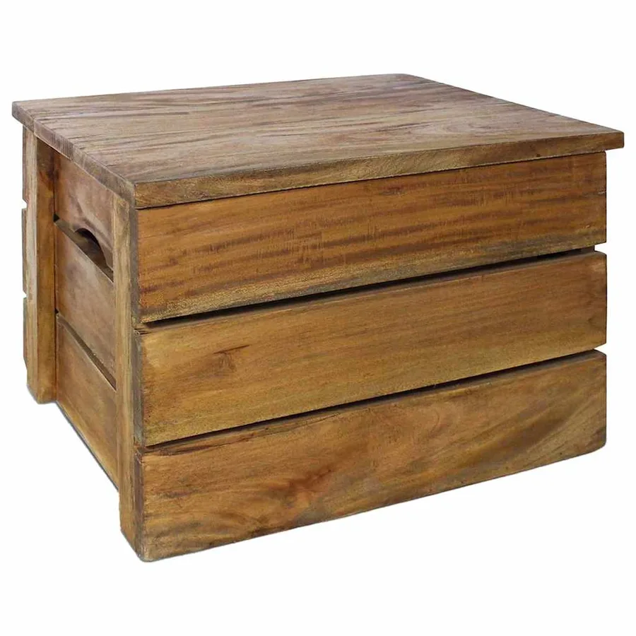 Ensemble de caisse de rangement 2 pcs bois d'acajou massif - 4