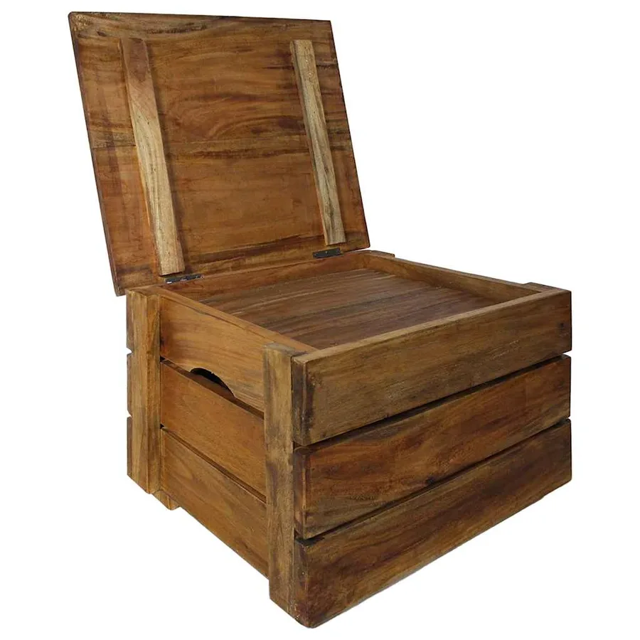 Ensemble de caisse de rangement 2 pcs bois d'acajou massif - 5