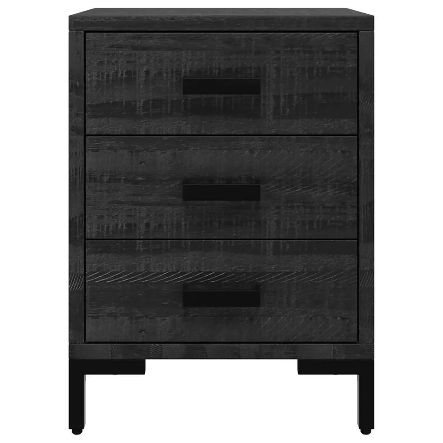 Table de chevet Noir 40x30x55 cm Bois de pin massif - 5