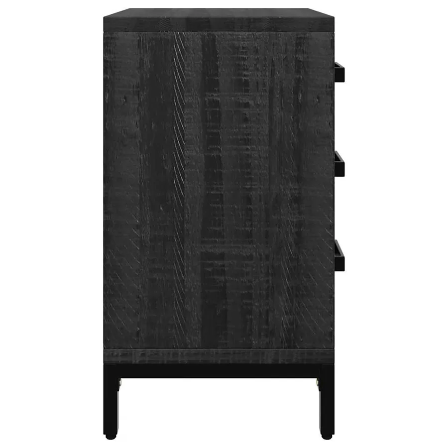 Table de chevet Noir 40x30x55 cm Bois de pin massif - 6