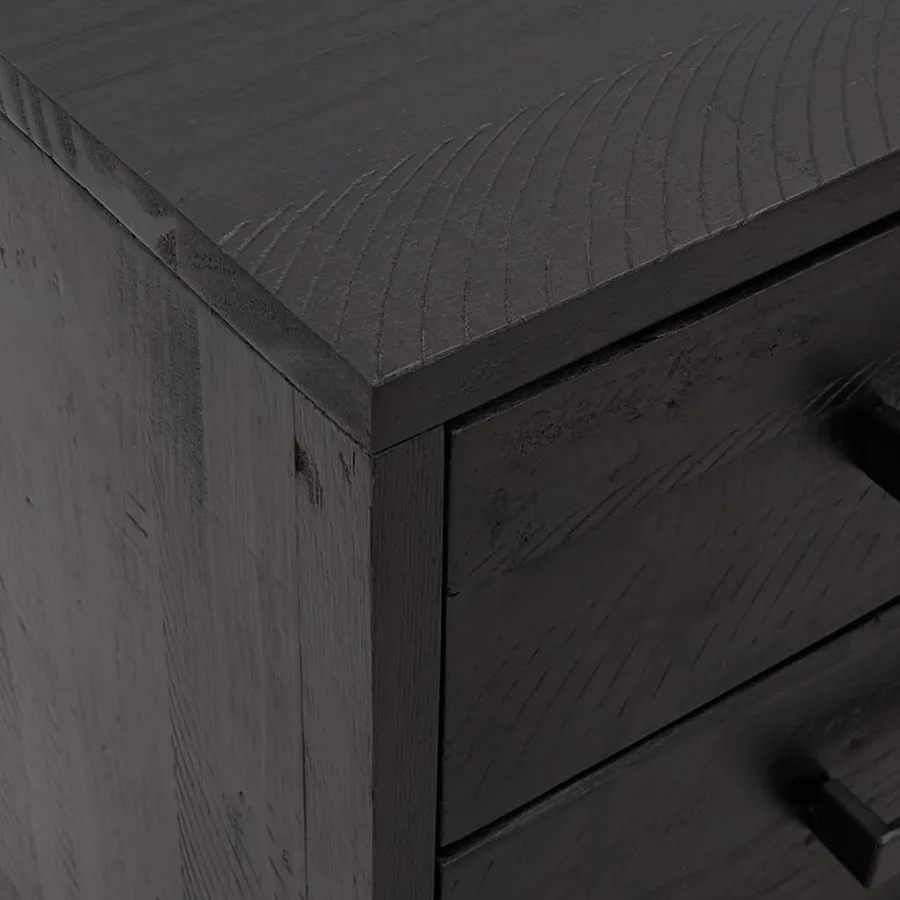 Table de chevet Noir 40x30x55 cm Bois de pin massif - 9