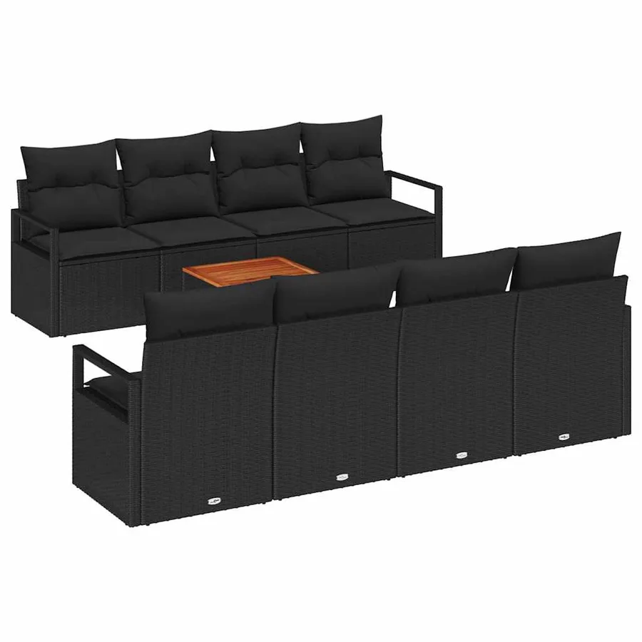 Ensemble de canapé de jardin avec stockage 9 pcs Noir polyrotin - 2