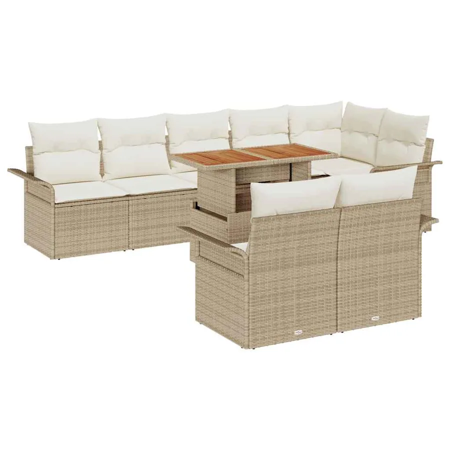 Ensemble de canapé de jardin 9 pcs Beige Poly rotin - 2