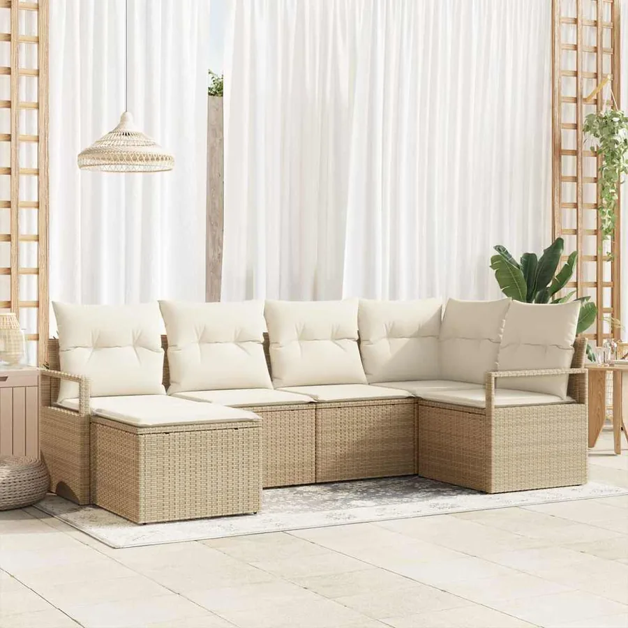 Ensemble de Canapés avec coussin 8 pcs Beige et crème polyrotin