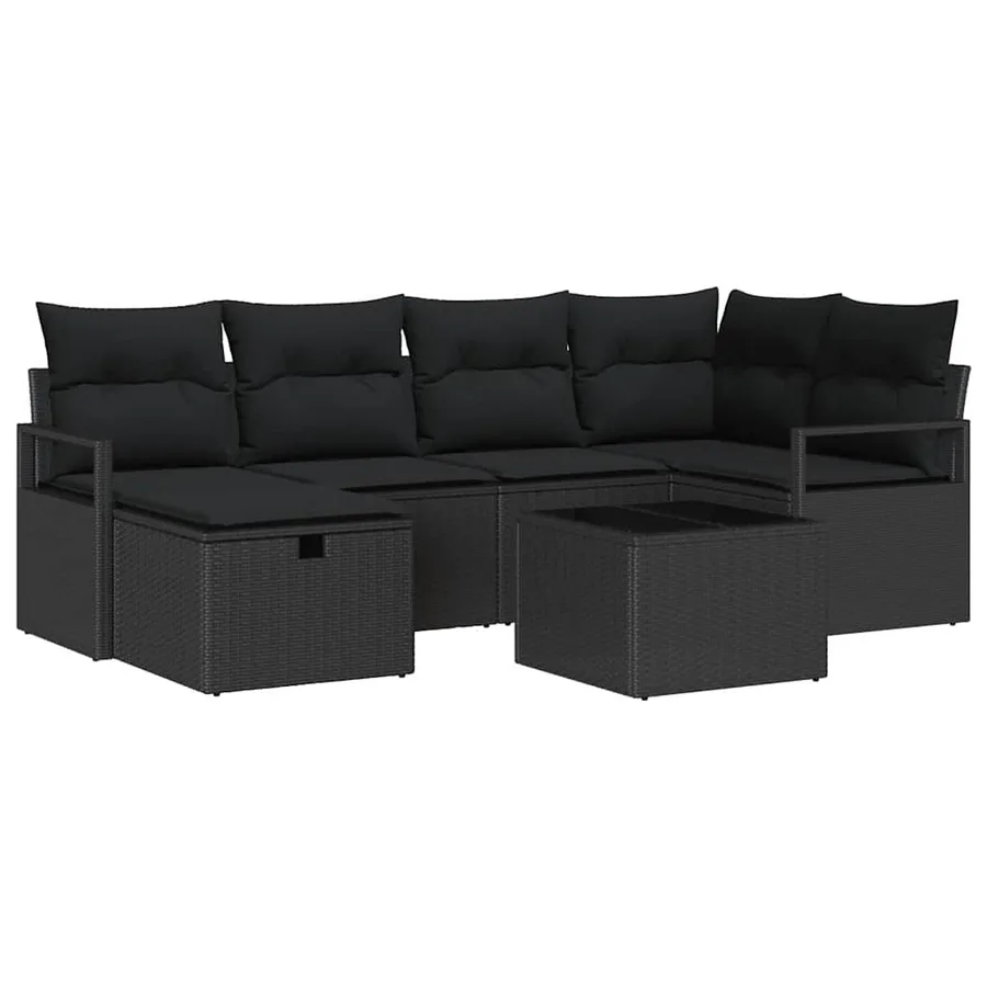 Ensemble de canapé de jardin avec coussin polyrotin - 2