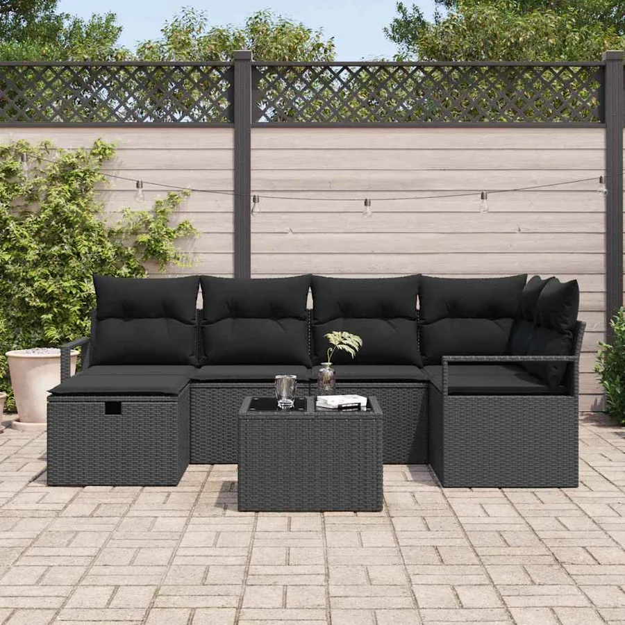 Ensemble de canapé de jardin avec coussin polyrotin - 3