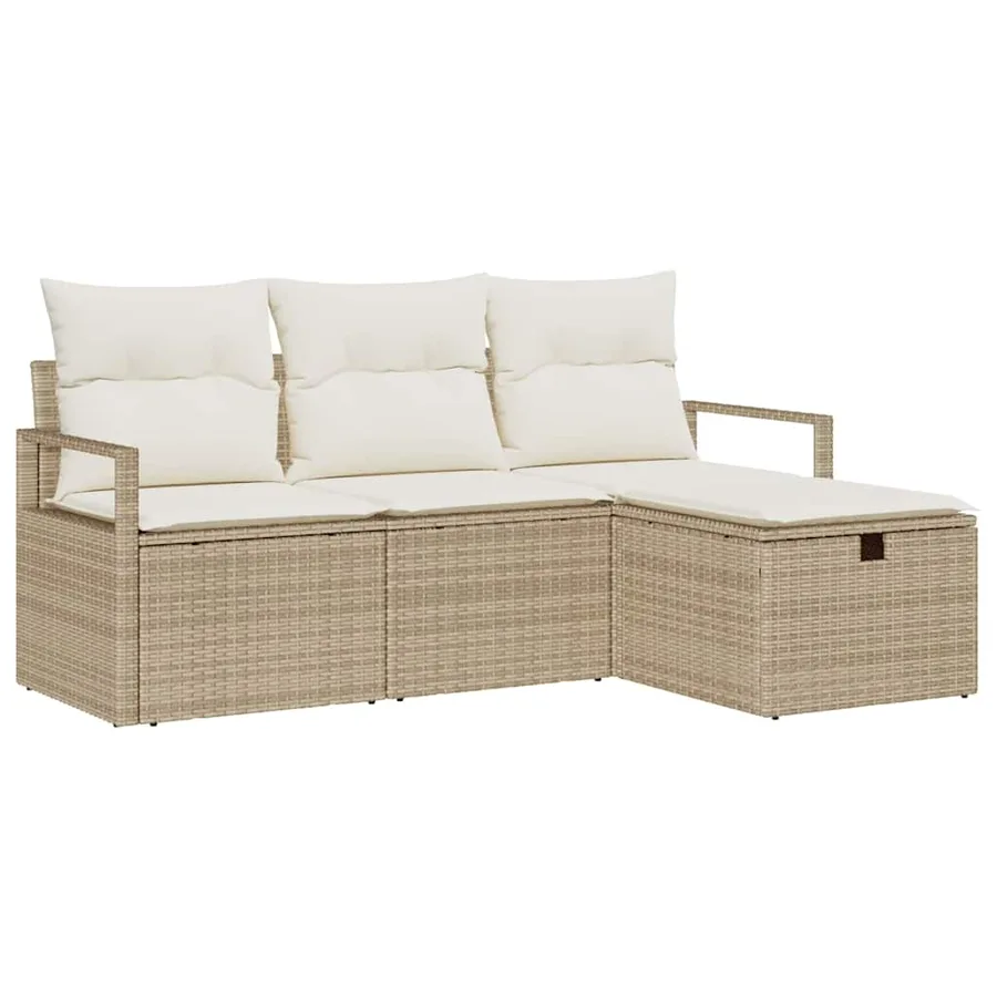 Ensemble de canapé de jardin 4 pcs Beige Poly rotin - 2