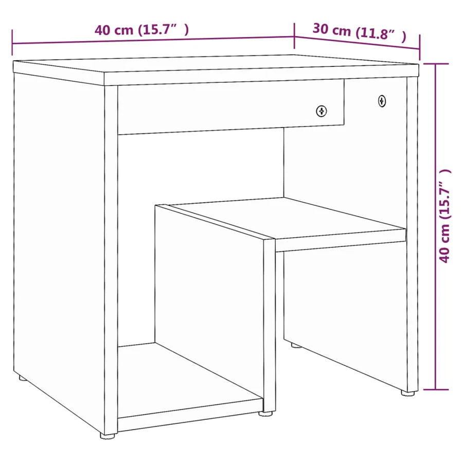 Table de chevet Sonoma gris 40x30x40 cm Bois d'ingénierie - 7