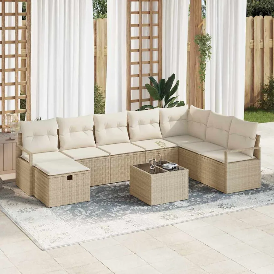 Ensemble de Canapés avec coussin 5 pcs polyrotin