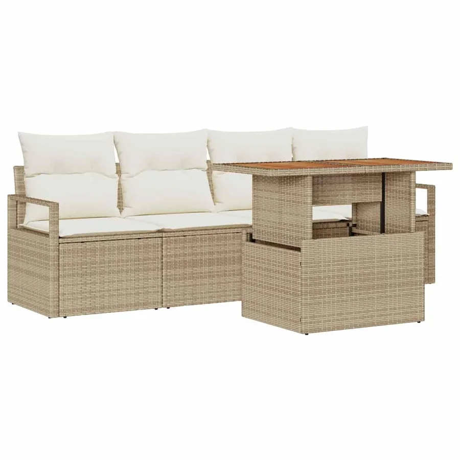 Ensemble de canapé de jardin 5 pcs Beige Poly rotin - 2