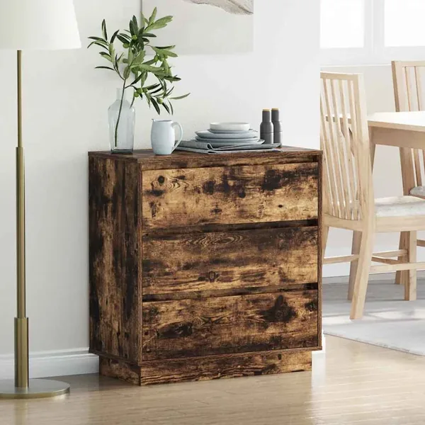 Cabinet de chevet avec tiroir Chêne fumé 71 x 34,5 x 75 cm