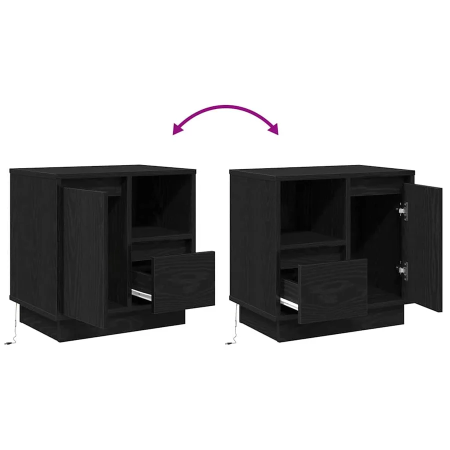Cabinet de chevet avec tiroir Chêne noir 50 x 34,5 x 50 cm. - 14