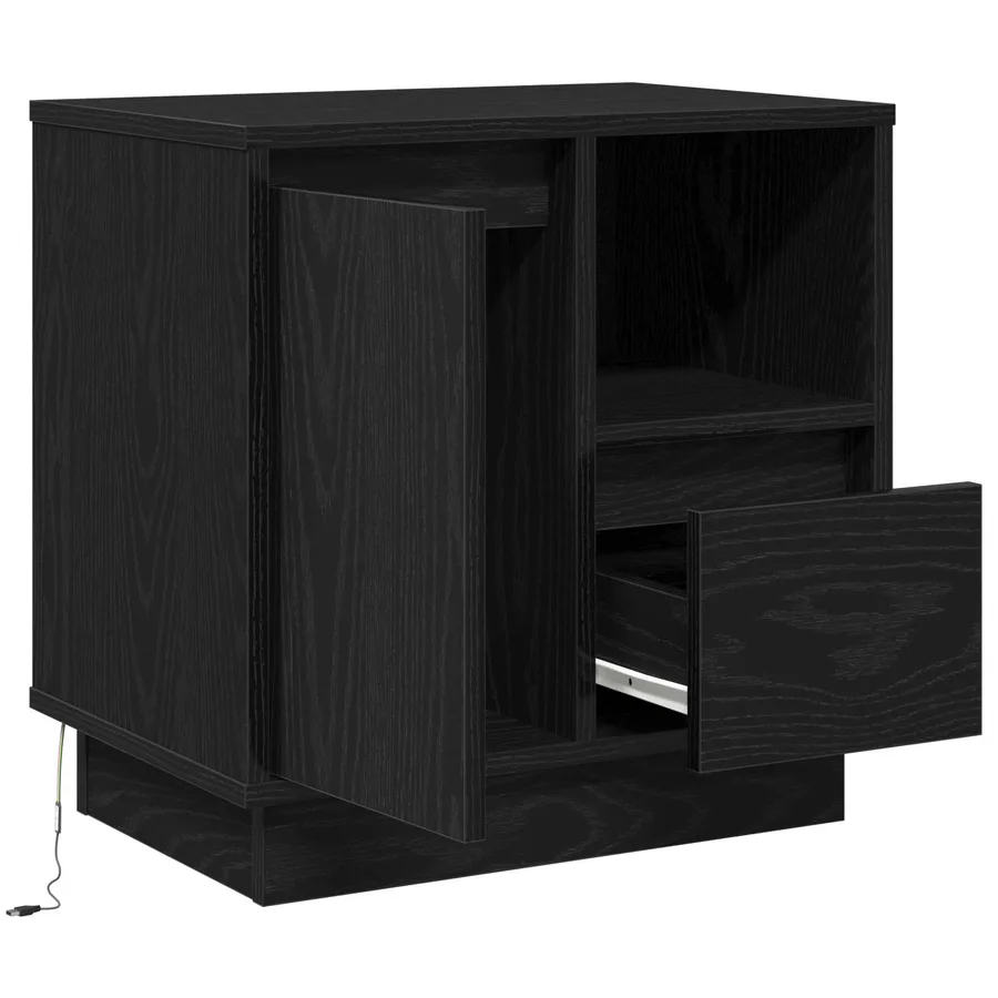 Cabinet de chevet avec tiroir Chêne noir 50 x 34,5 x 50 cm. - 5