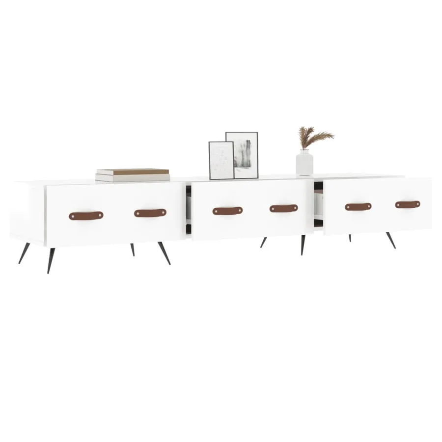 Meuble TV blanc brillant 150x36x30 cm bois d'ingénierie - 4