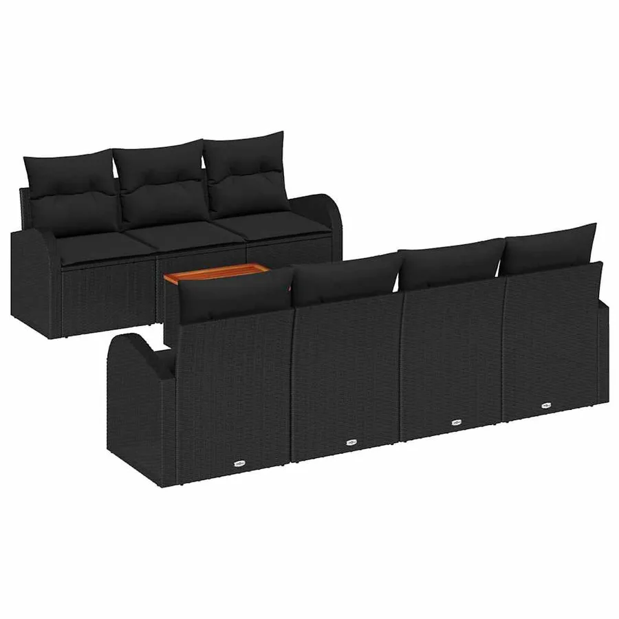 Ensemble de canapé de jardin avec coussin 8 pcs Noir polyrotin - 2