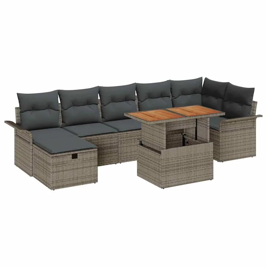 Ensemble de canapé de jardin 8 pcs Gris polyrotin - 2