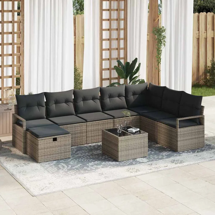 Ensemble de Canapés avec coussin 6 pcs polyrotin