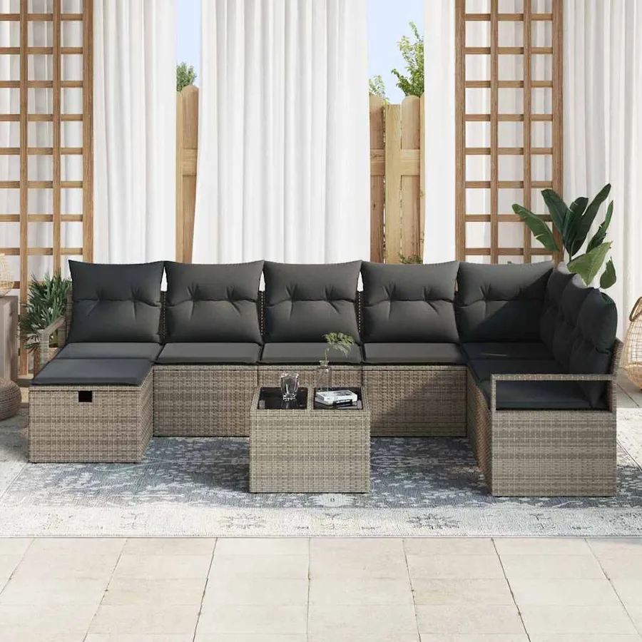 Ensemble de Canapés avec coussin 6 pcs polyrotin - 3