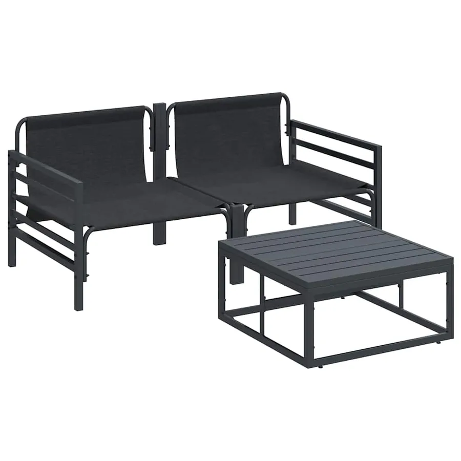 Ensemble de canapé de jardin avec coussin 3 pcs Noir Acier - 6
