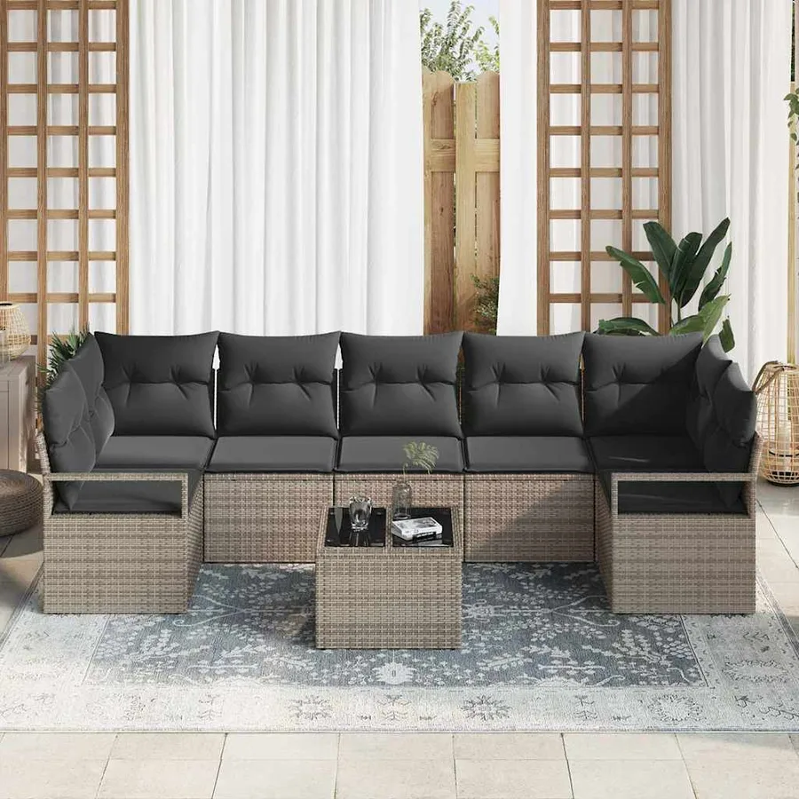 Ensemble de canapé de jardin avec coussin 8 pcs Gris - 3