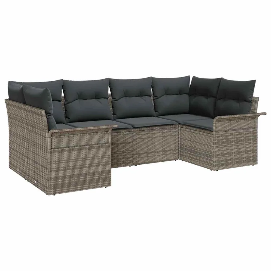 Ensemble de canapé de jardin 6 pcs Gris Poly rotin - 2