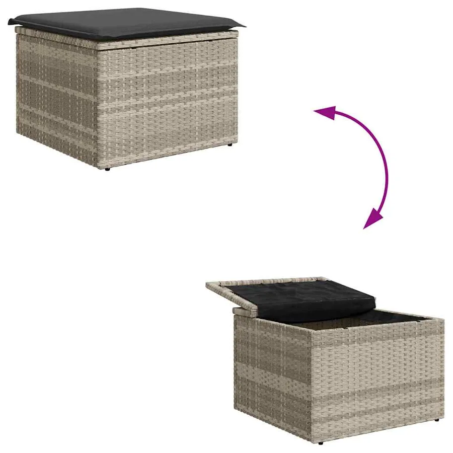Ensemble de Canapés avec coussin 7 pcs Gris clair polyrotin - 14