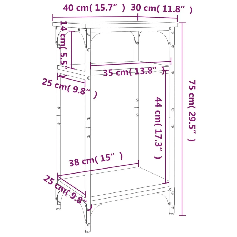 Table d'appoint Sonoma gris 40x30x75 cm Bois d'ingénierie - 10