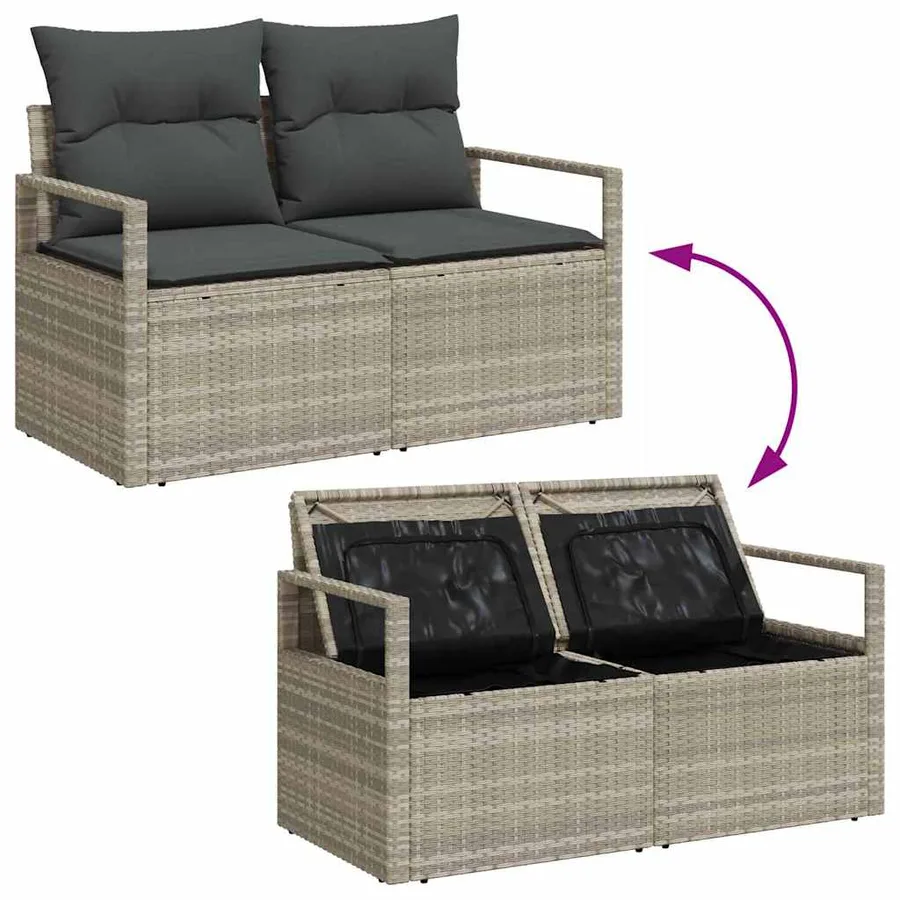 Ensemble de canapé de jardin 8 pcs Gris clair Poly rotin - 12