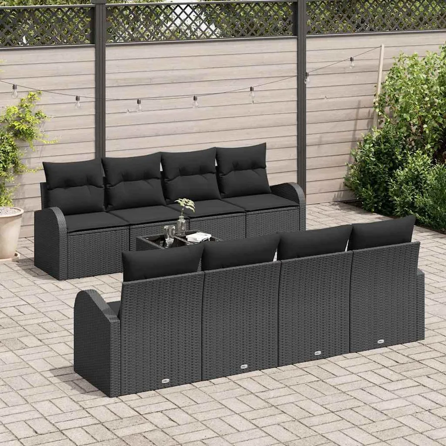Ensemble de canapé de jardin Noir 55 x 55 x 37 cm polyrotin - 3