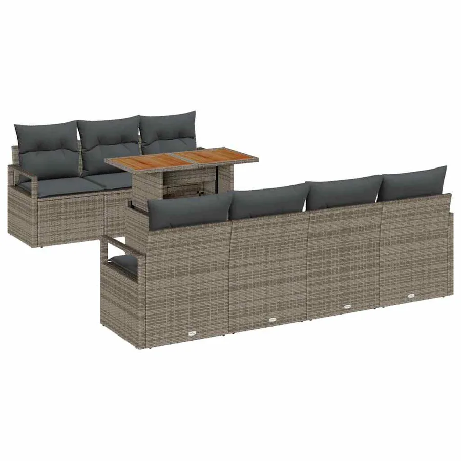Ensemble de canapé de jardin 8 pcs Gris Poly rotin - 2