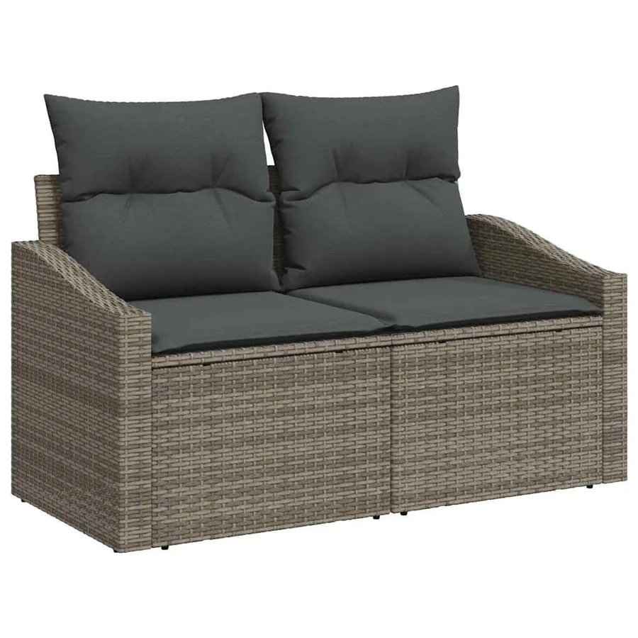 Ensemble de canapé de jardin avec coussin 8 pcs Gris Poly rotin - 4