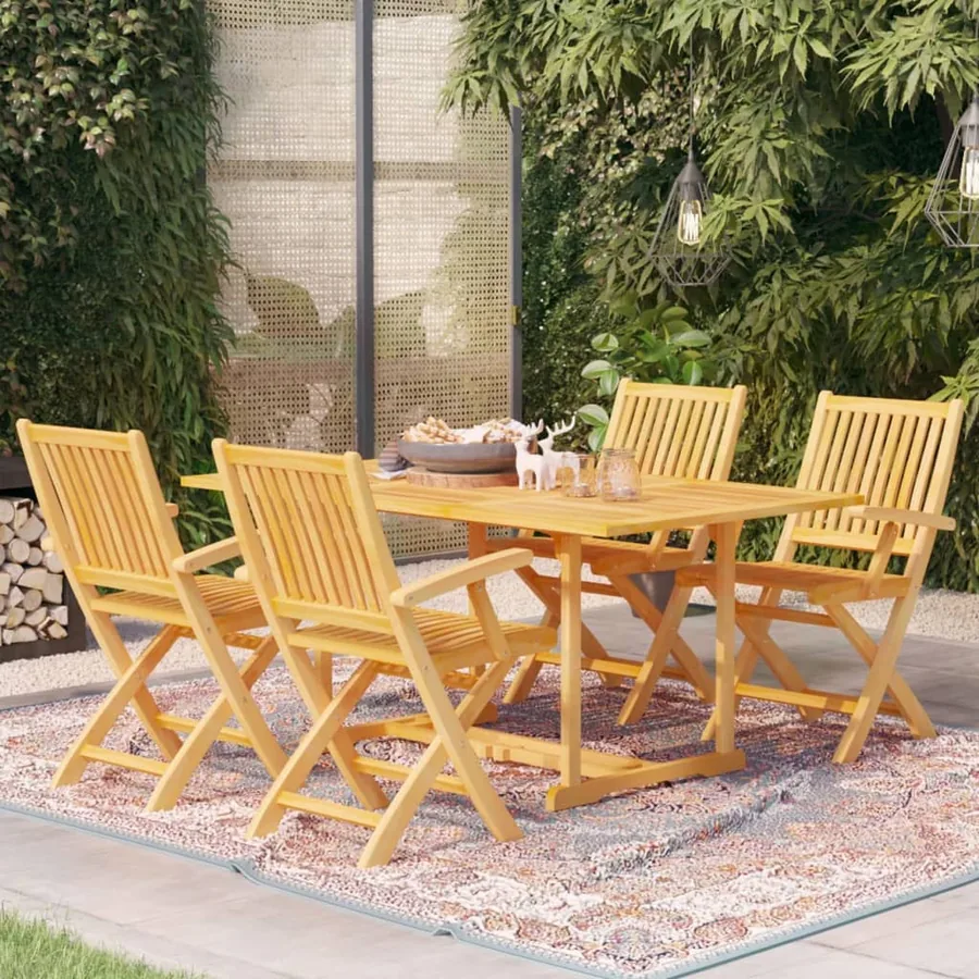 Ensemble à manger de jardin 5 pcs Bois de teck massif