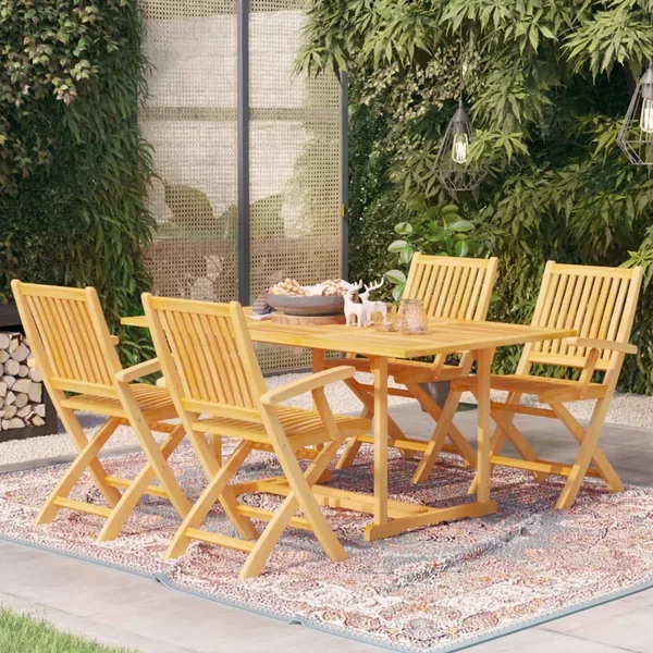 Ensemble à manger de jardin 5 pcs Bois de teck massif