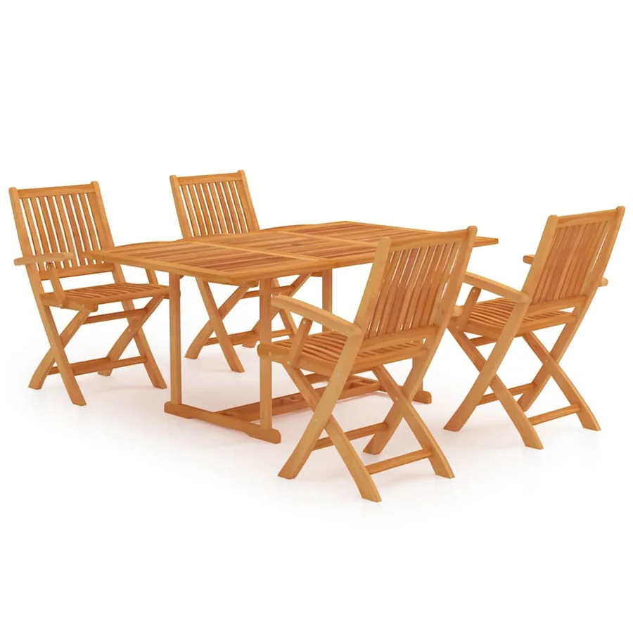 Ensemble à manger de jardin 5 pcs Bois de teck massif - 2