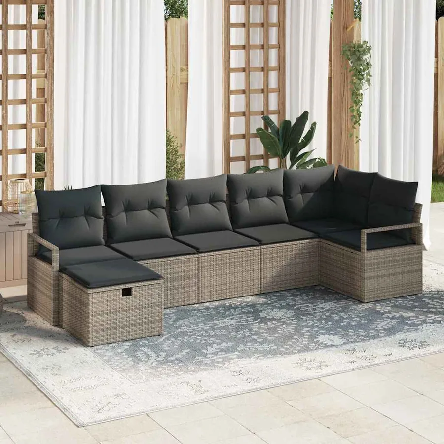 Ensemble de Canapés avec coussin 5 pcs polyrotin
