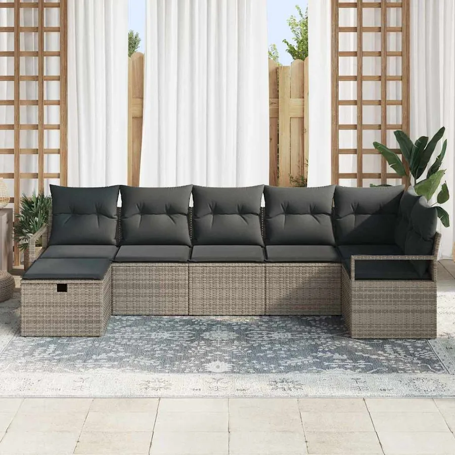 Ensemble de Canapés avec coussin 5 pcs polyrotin - 3