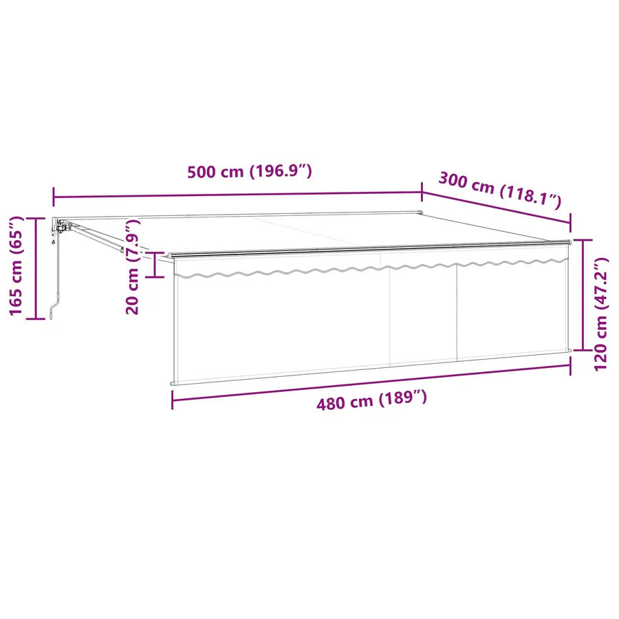 Auvent Rétractable Anthracite 500 × 300 cm - 14