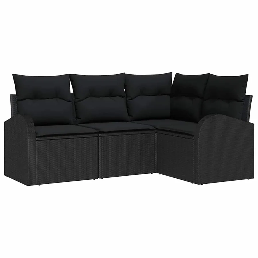 Ensemble de canapé de jardin 4 pcs Noir polyrotin - 2
