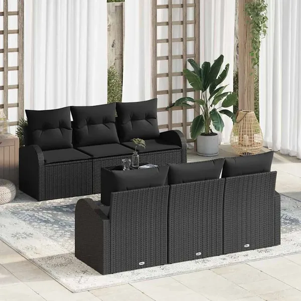 Ensemble de canapé de jardin Noir 55 x 55 x 37 cm polyrotin