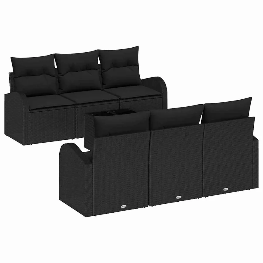 Ensemble de canapé de jardin Noir 55 x 55 x 37 cm polyrotin - 2