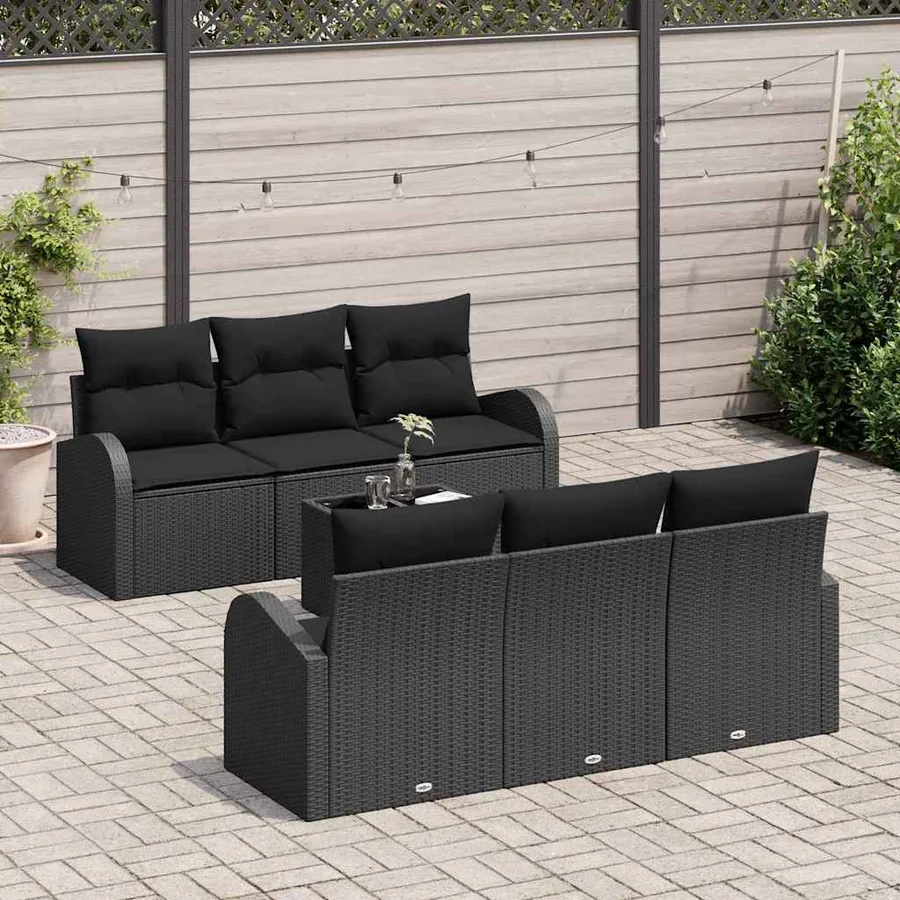 Ensemble de canapé de jardin Noir 55 x 55 x 37 cm polyrotin - 3