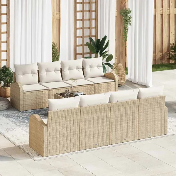 Ensemble de canapé de jardin Beige 55 x 55 x 37 cm polyrotin